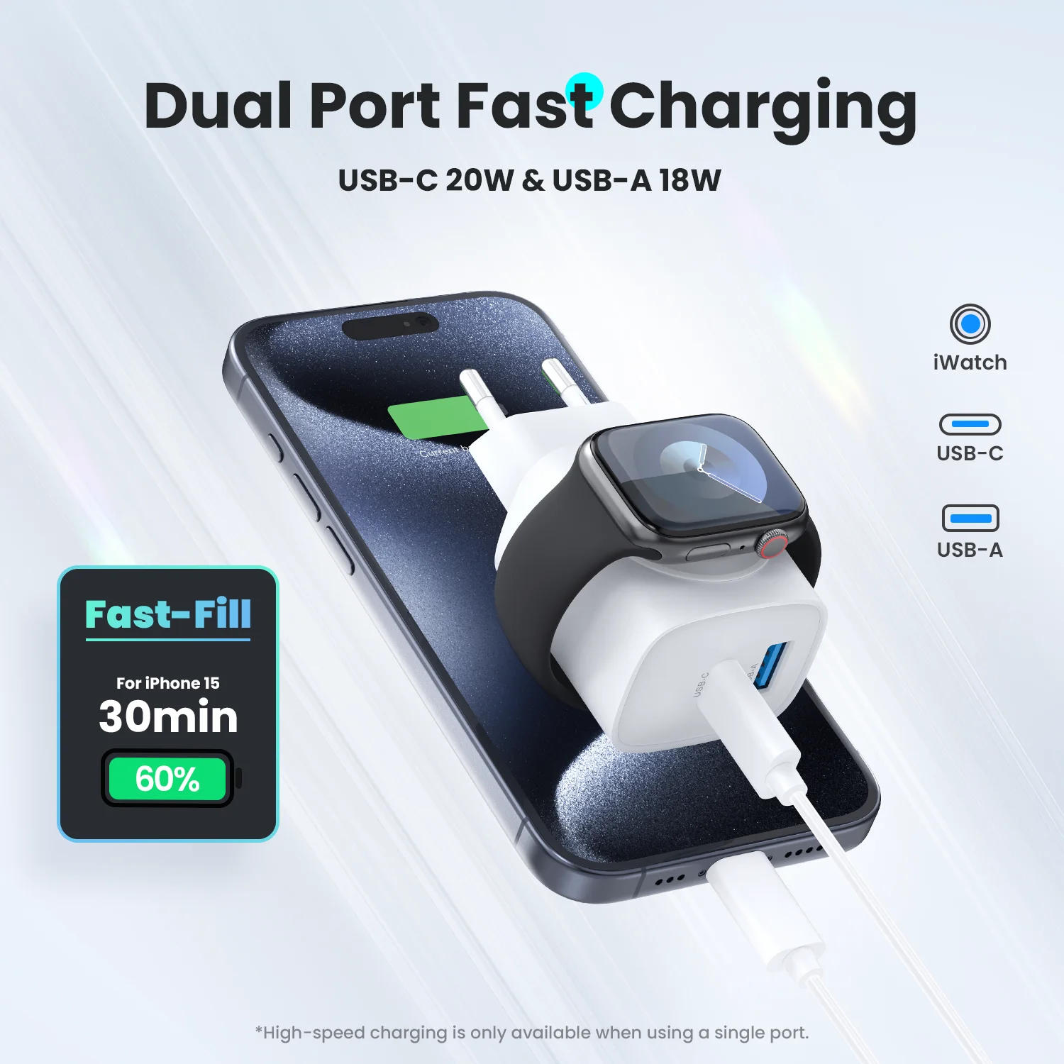 For Apple Watch Charger with 20W Fast Charging Block, - Image 3