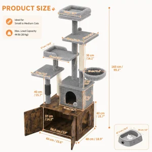 3-in-1 Modern Cat Tree with Hidden Litter Box Enclosure - Thumbnail Image 7