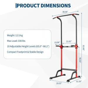 Power Tower Pull Up Dip Station Heavy Duty Steel Frame, Multi-Function Home Gym - Thumbnail Image 2