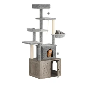 3-in-1 Modern Cat Tree with Hidden Litter Box Enclosure - Thumbnail Image 9