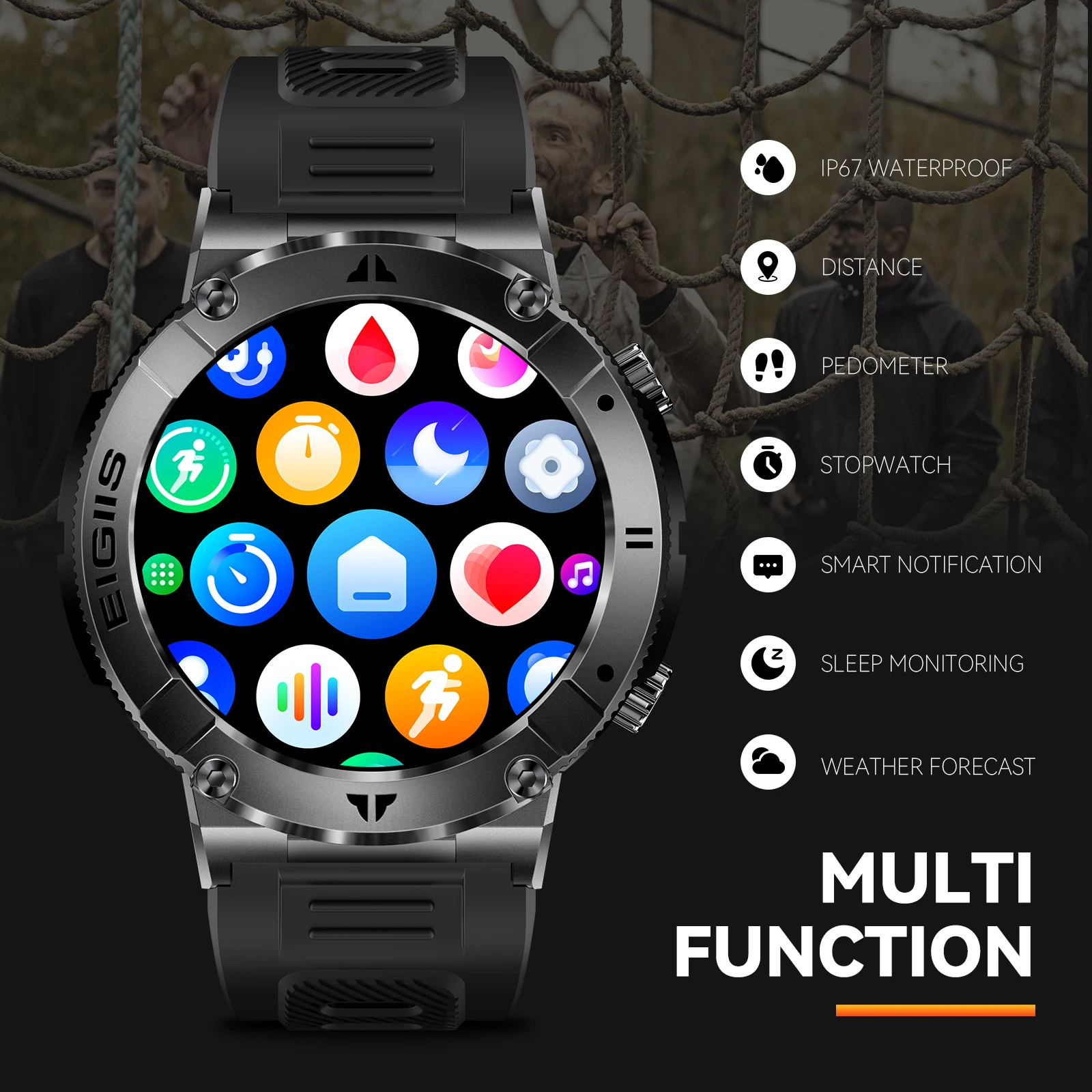 Sport Fitness Health Monitor Custom Dial Waterproof Smartwatch - Image 6