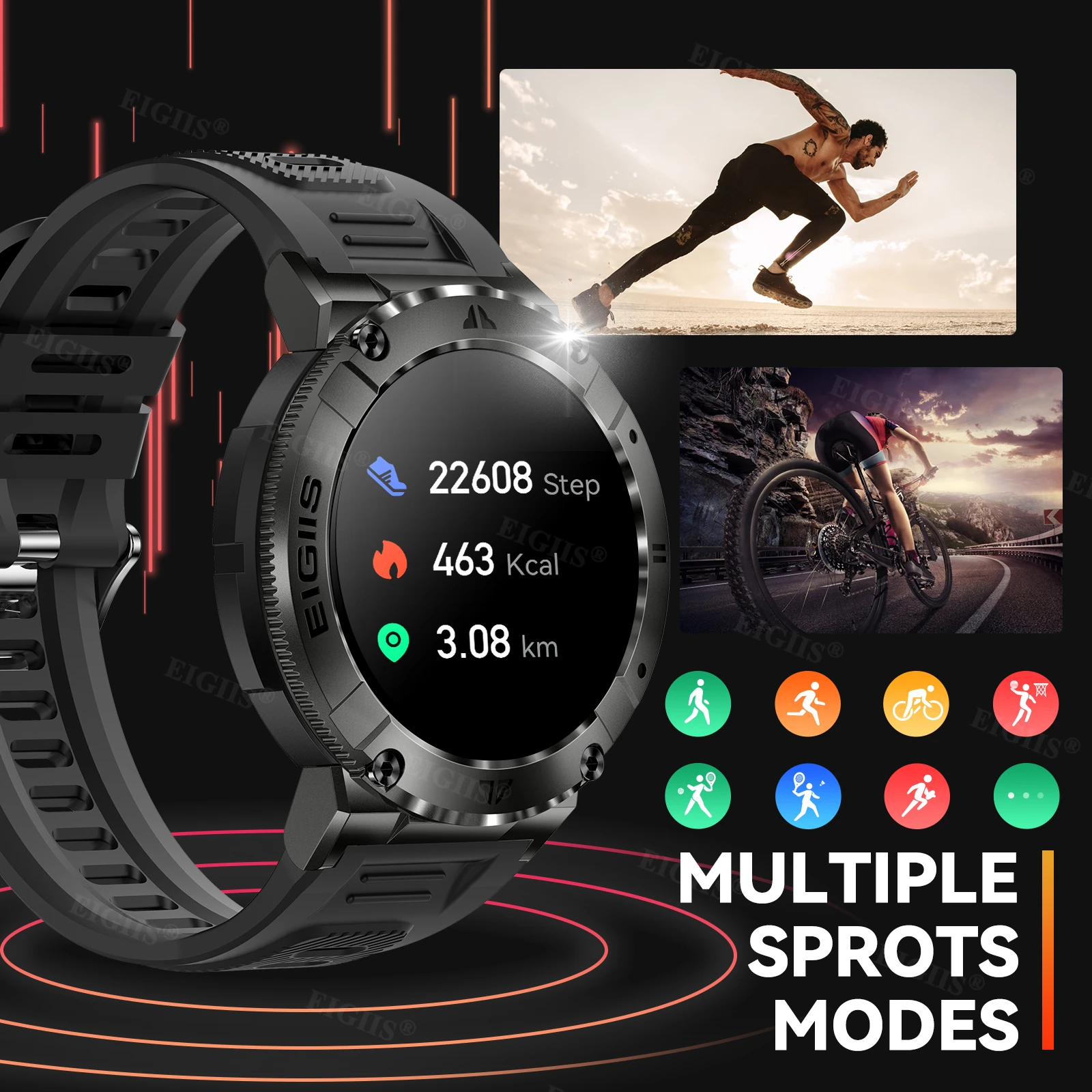 Sport Fitness Health Monitor Custom Dial Waterproof Smartwatch - Image 4