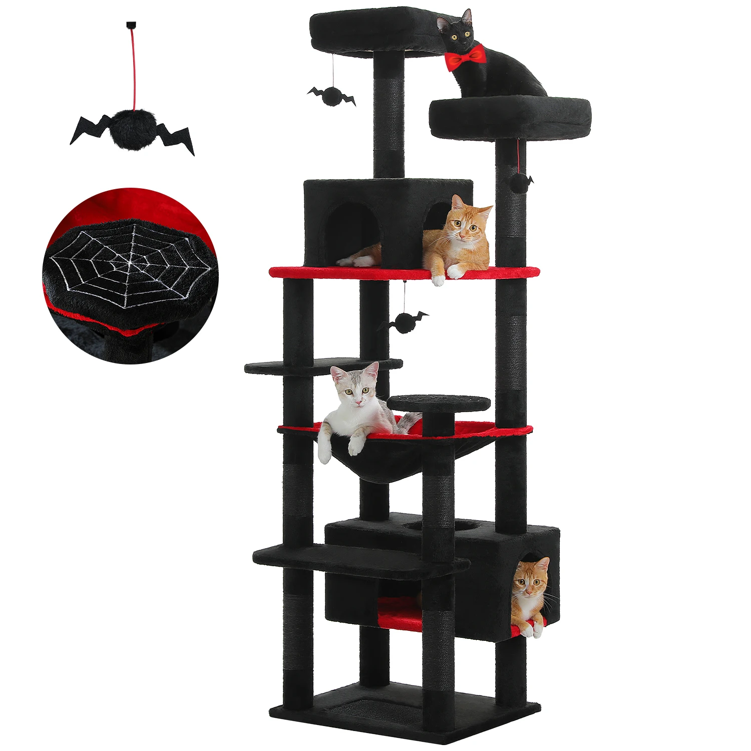 Large Cat Tree and Tower for Indoor Cats With Sisal-Covered Scratching Posts Spacious Hammock Padded Perches and Condos Cat Toys - Image 7