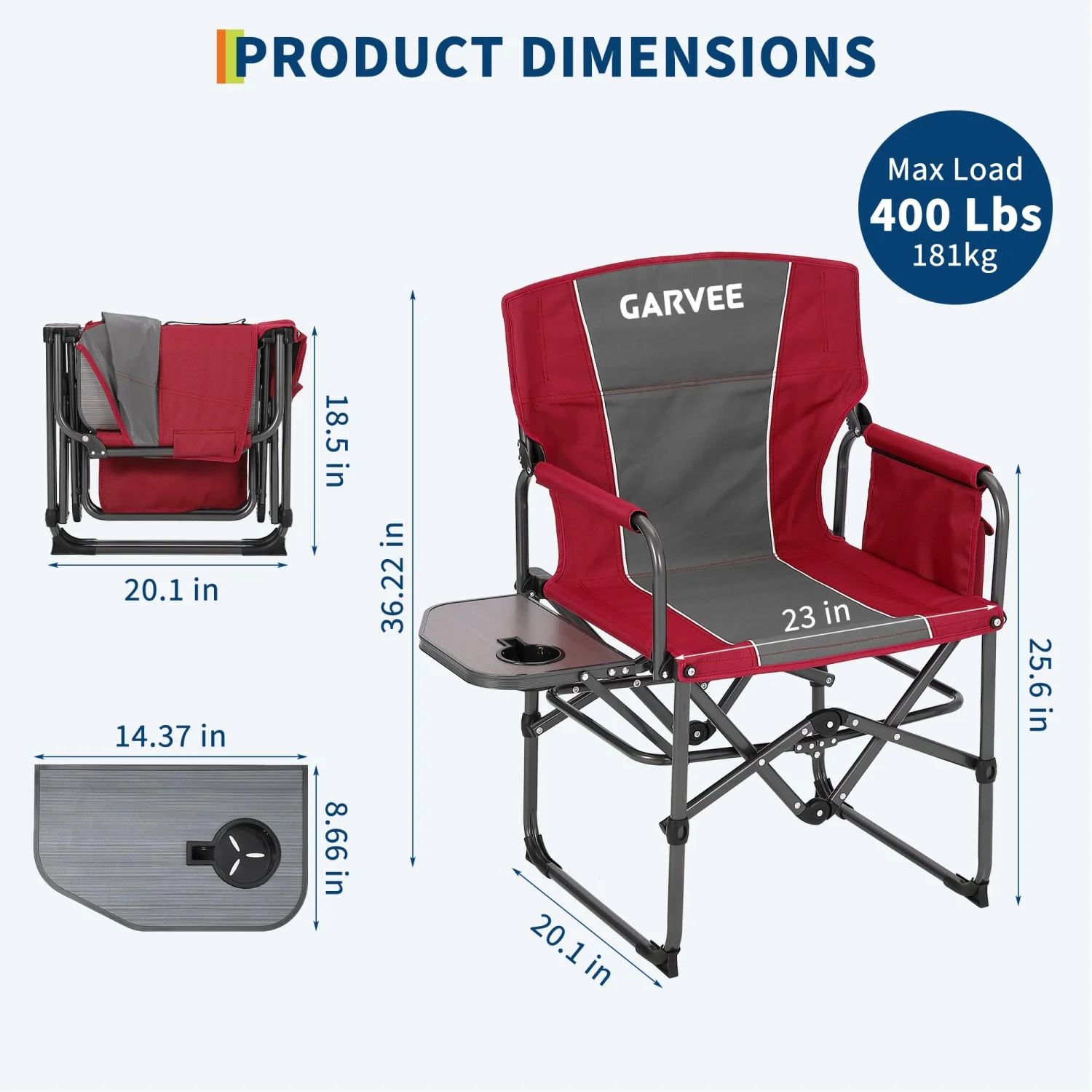 1 Pack / 2 Pack Oversized Heavy Duty Folding Directors Chair - Image 3