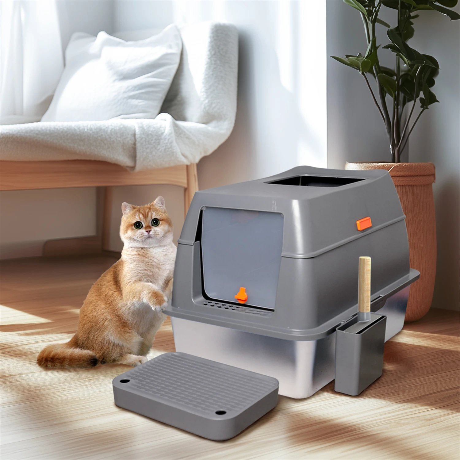 Extra Large for Big Cats Kitty Metal Litter Pan Tray High Wall Sides - Image 7
