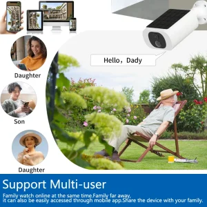 Outdoor Solar Battery Camera Wireless Motion Detection Light Color Night Vision Two-Way Audio Camera - Thumbnail Image 5