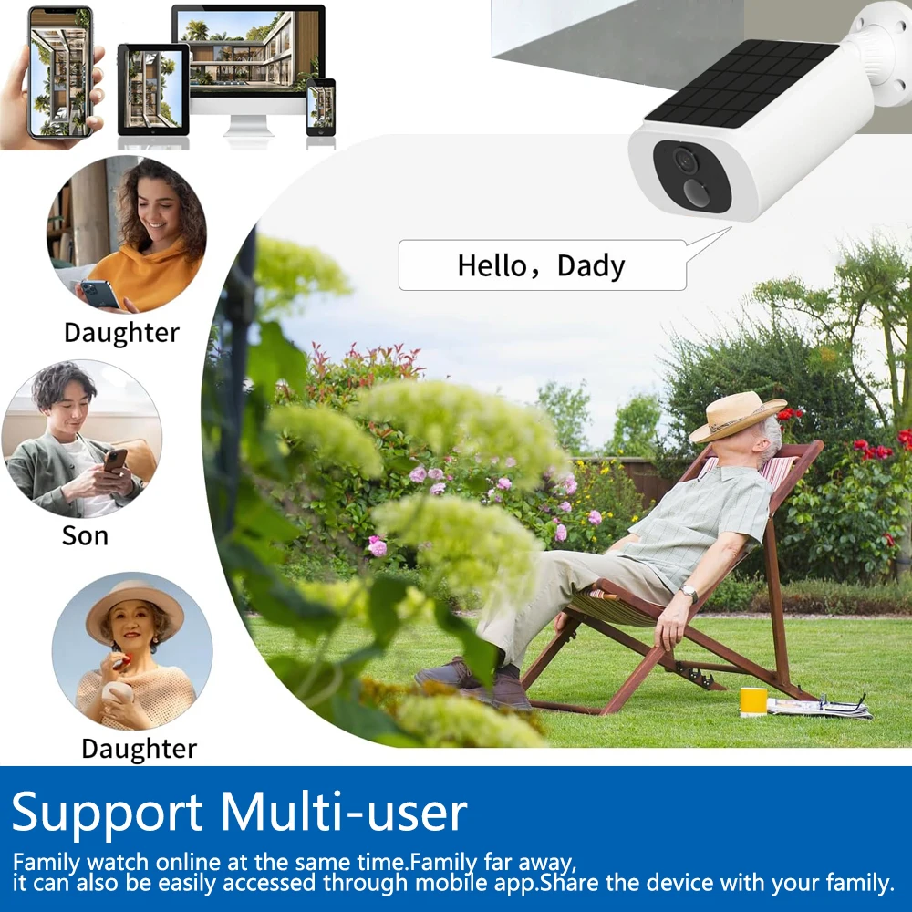 Outdoor Solar Battery Camera Wireless Motion Detection Light Color Night Vision Two-Way Audio Camera - Image 5