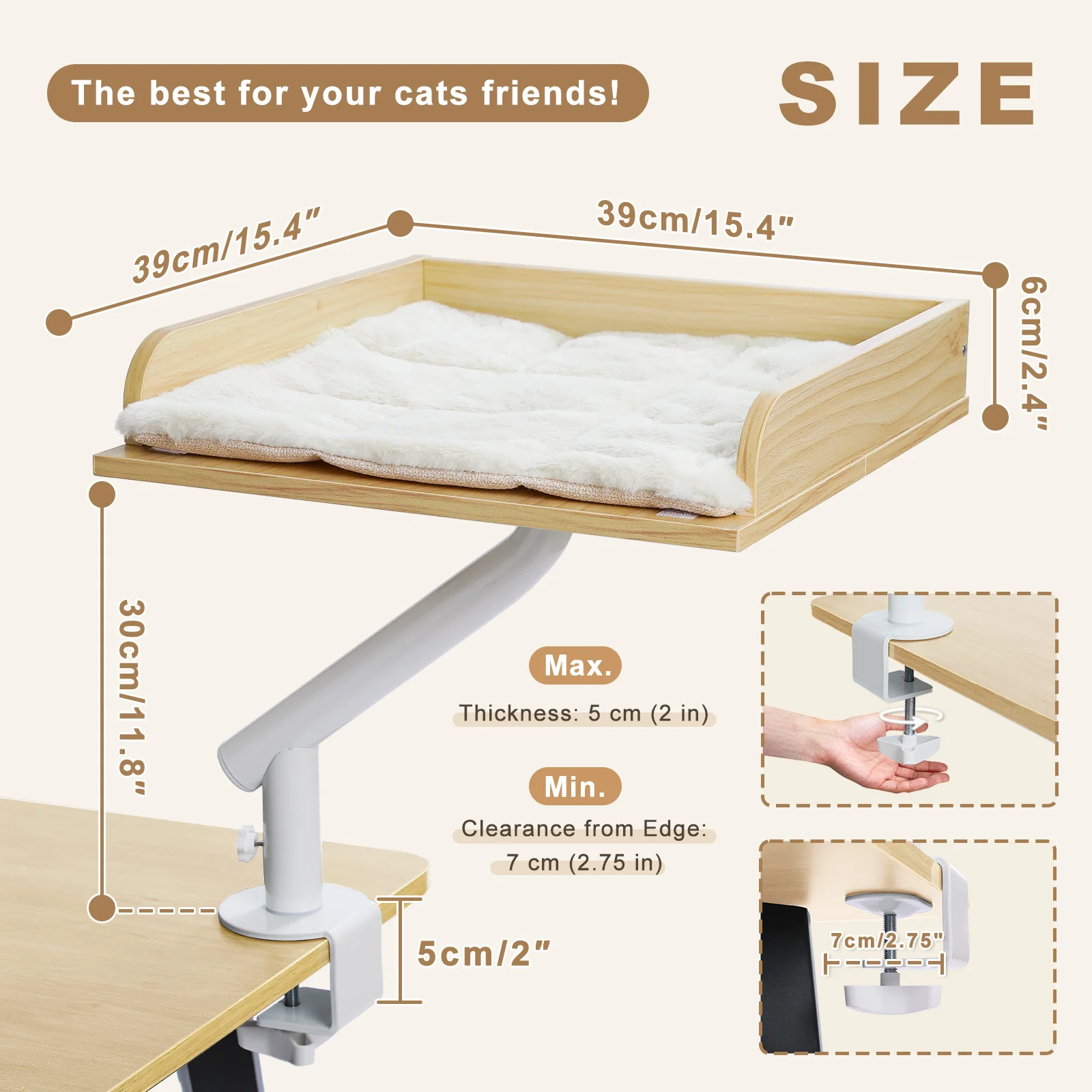Cats Hammock for Table, Soft Cat Bed for Desk - Image 12