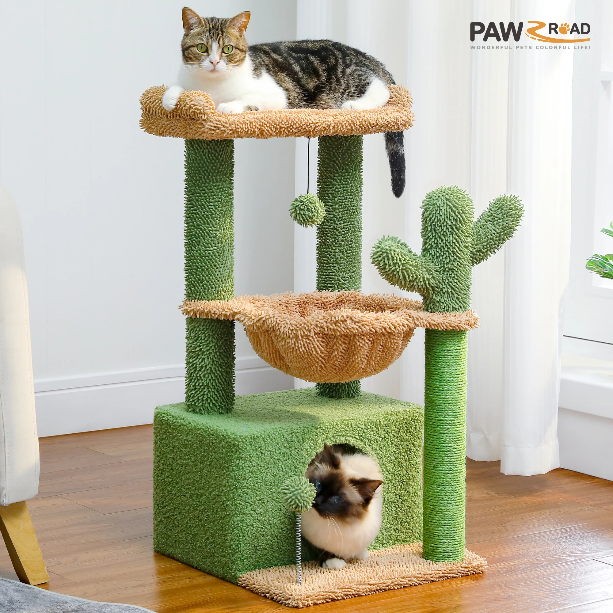 4-in-1 Cat Tree with Large Cat Condo, Sisal Scratching Post - Image 3