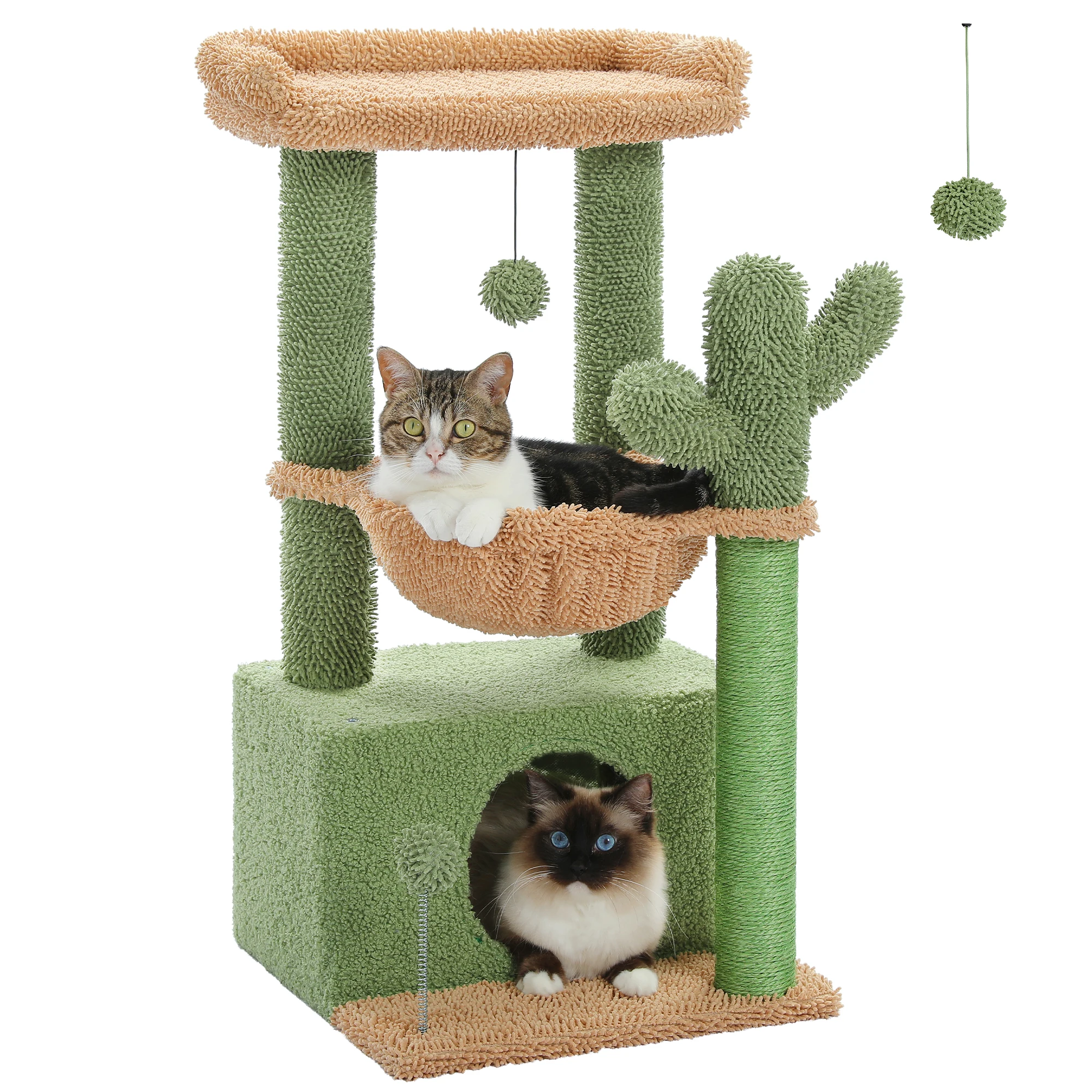 4-in-1 Cat Tree with Large Cat Condo, Sisal Scratching Post - Image 7