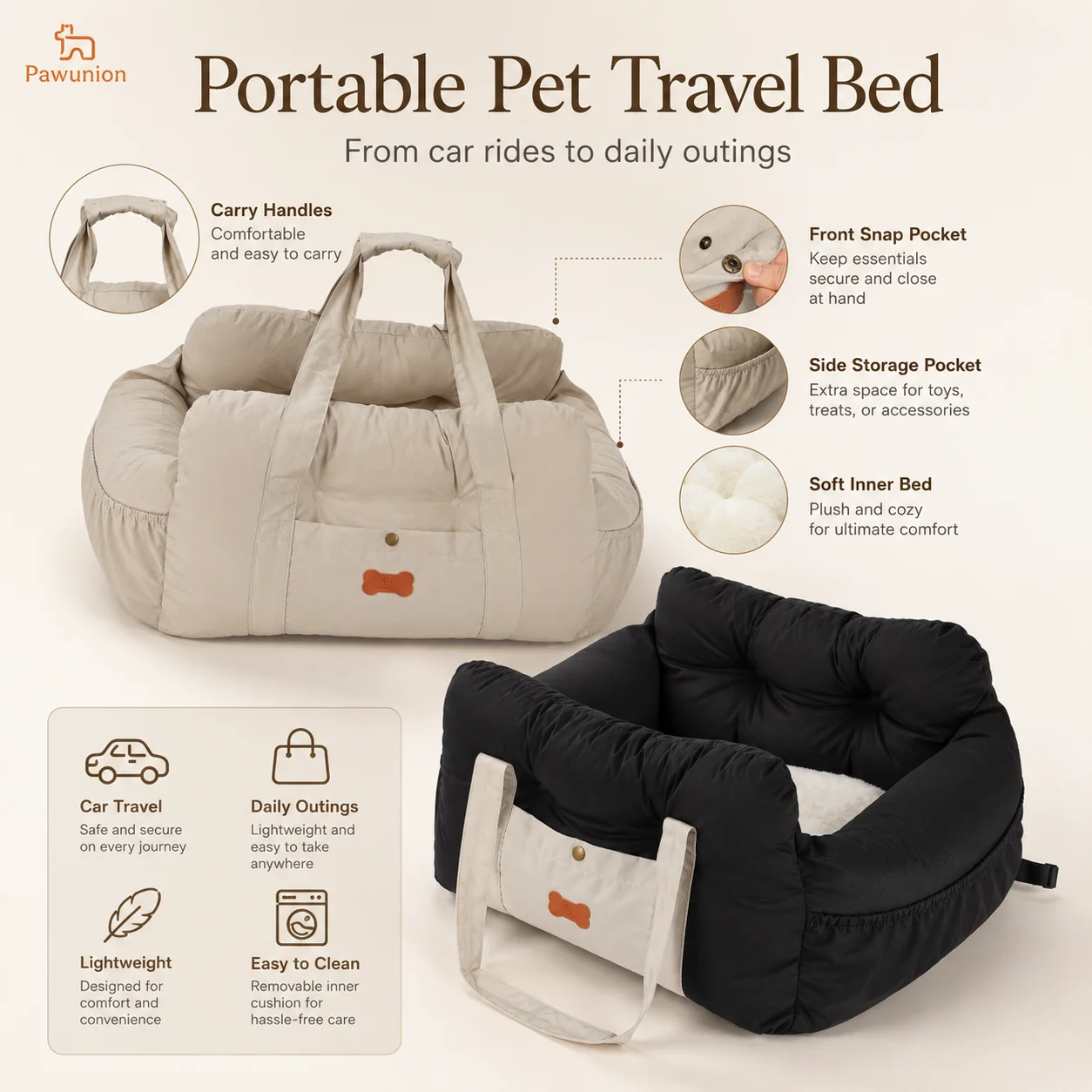 Dog Car Seat for Small Medium Dogs, Portable - Image 4