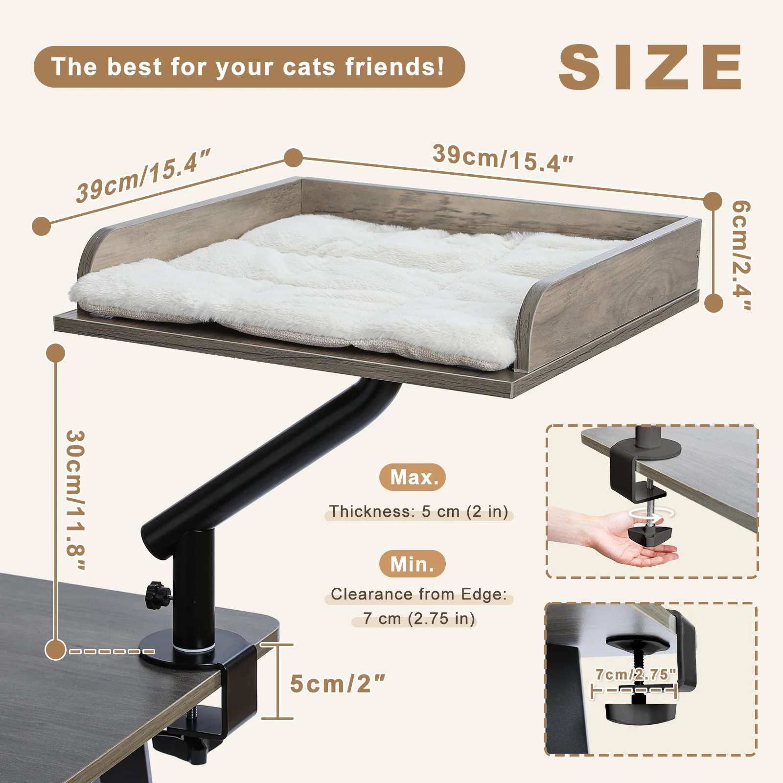 Cats Hammock for Table, Soft Cat Bed for Desk - Image 11