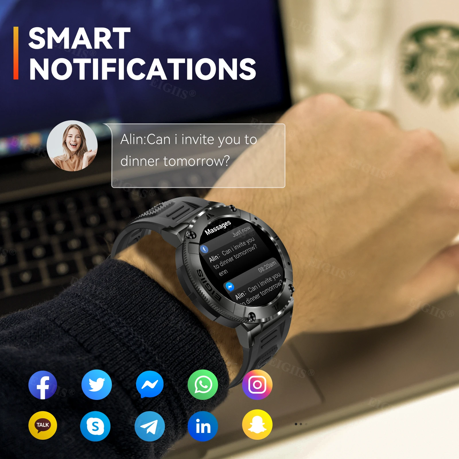 Sport Fitness Health Monitor Custom Dial Waterproof Smartwatch - Image 5