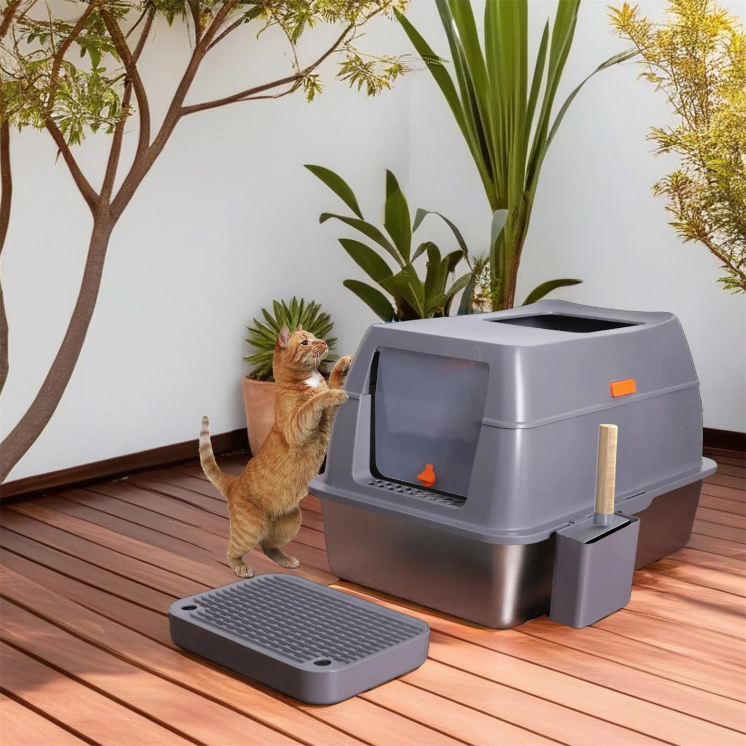 Extra Large for Big Cats Kitty Metal Litter Pan Tray High Wall Sides - Image 3